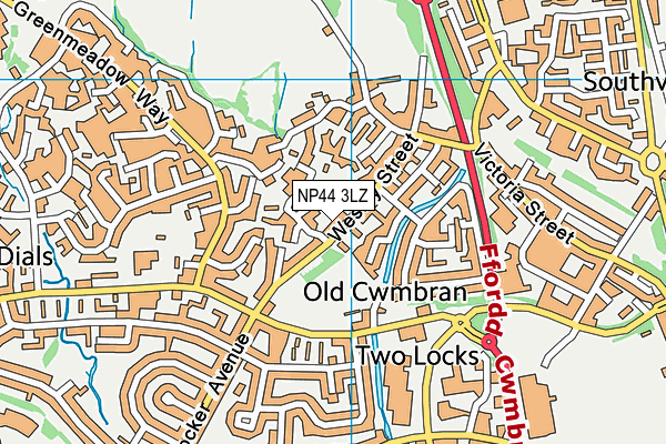 NP44 3LZ map - OS VectorMap District (Ordnance Survey)