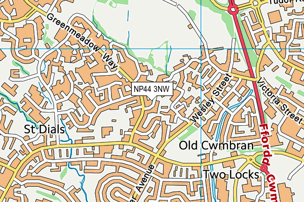 NP44 3NW map - OS VectorMap District (Ordnance Survey)