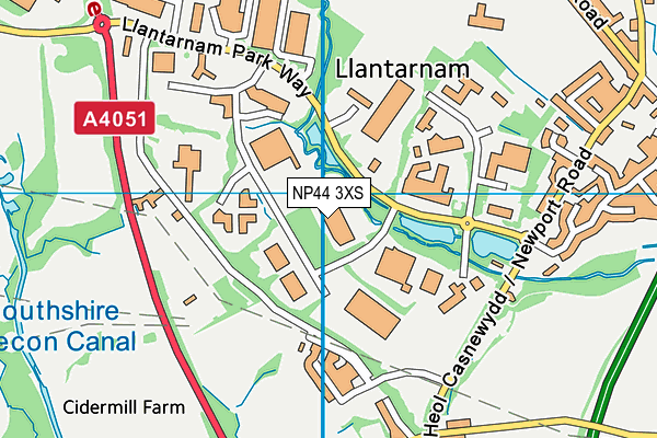 NP44 3XS map - OS VectorMap District (Ordnance Survey)