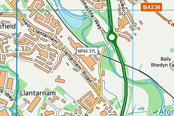 NP44 3YL map - OS VectorMap District (Ordnance Survey)