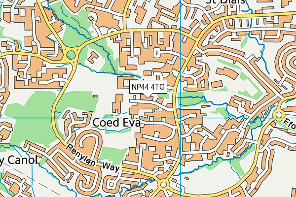Coed Eva Primary map (NP44 4TG) - OS VectorMap District (Ordnance Survey)