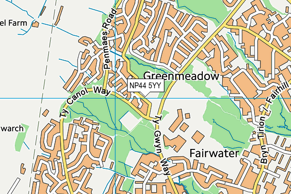 Greenmeadow Primary School map (NP44 5YY) - OS VectorMap District (Ordnance Survey)