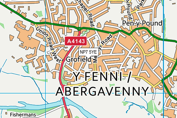 NP7 5YE map - OS VectorMap District (Ordnance Survey)