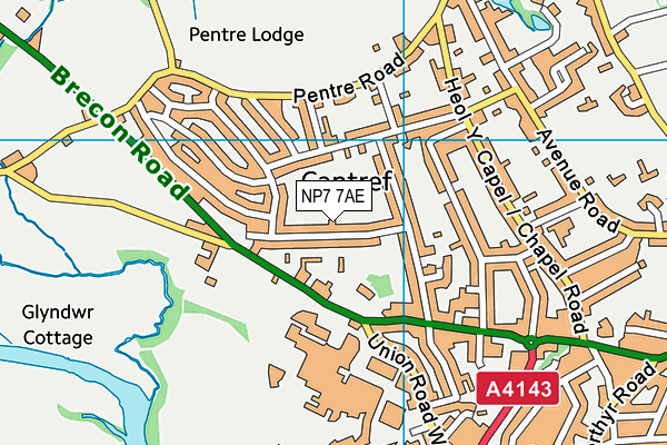 NP7 7AE map - OS VectorMap District (Ordnance Survey)