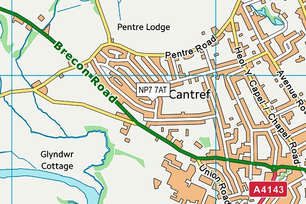 NP7 7AT map - OS VectorMap District (Ordnance Survey)