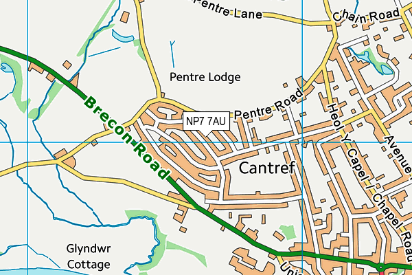 NP7 7AU map - OS VectorMap District (Ordnance Survey)