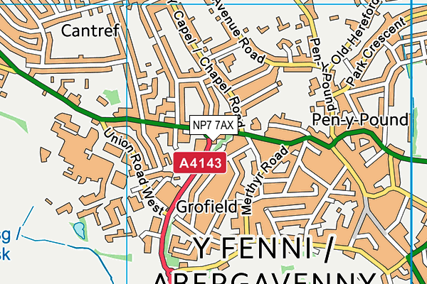 NP7 7AX map - OS VectorMap District (Ordnance Survey)