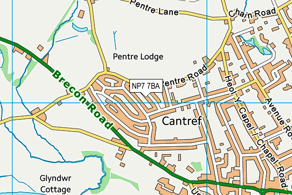 NP7 7BA map - OS VectorMap District (Ordnance Survey)