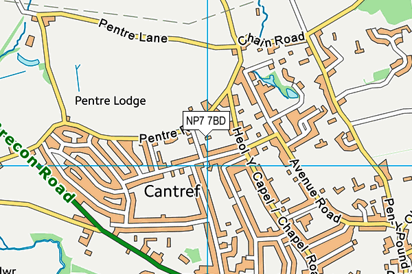 NP7 7BD map - OS VectorMap District (Ordnance Survey)