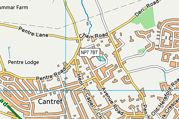 NP7 7BT map - OS VectorMap District (Ordnance Survey)