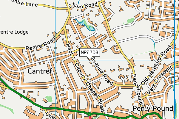 NP7 7DB map - OS VectorMap District (Ordnance Survey)