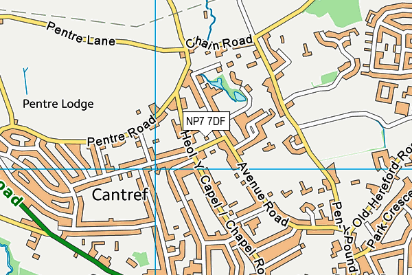 NP7 7DF map - OS VectorMap District (Ordnance Survey)