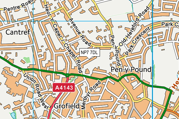 NP7 7DL map - OS VectorMap District (Ordnance Survey)