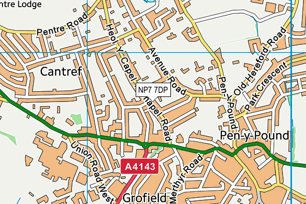 NP7 7DP map - OS VectorMap District (Ordnance Survey)