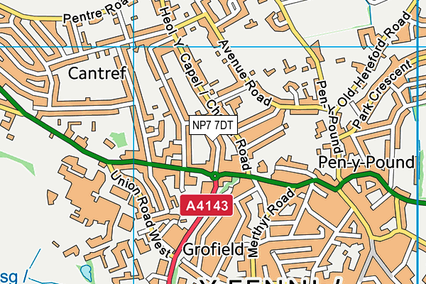 NP7 7DT map - OS VectorMap District (Ordnance Survey)