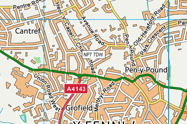 NP7 7DW map - OS VectorMap District (Ordnance Survey)