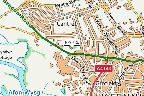 NP7 7RE map - OS VectorMap District (Ordnance Survey)