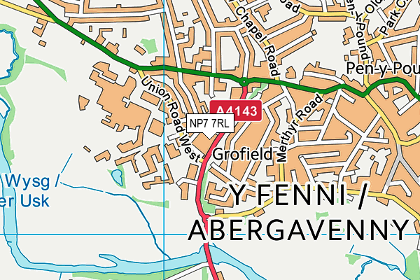 Map of ABERGAVENNY STRENGTH AND CONDITIONING C.I.C. at district scale