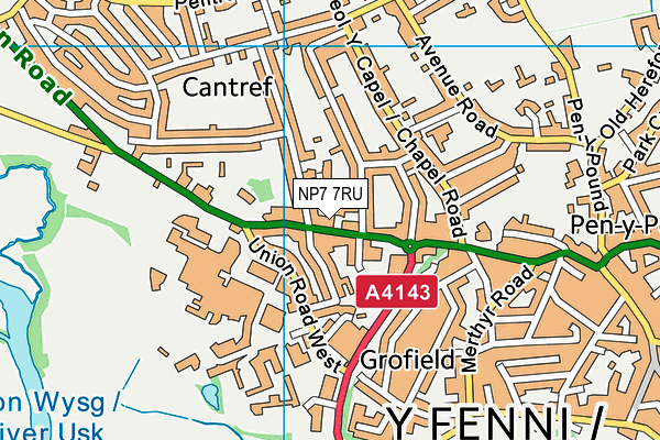 NP7 7RU map - OS VectorMap District (Ordnance Survey)