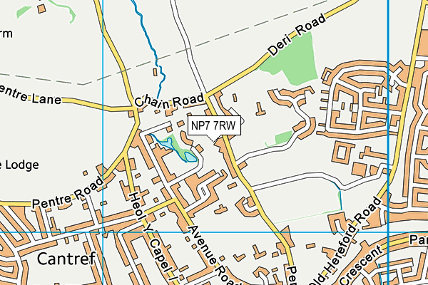 NP7 7RW map - OS VectorMap District (Ordnance Survey)