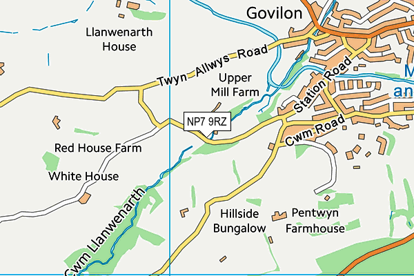 NP7 9RZ map - OS VectorMap District (Ordnance Survey)