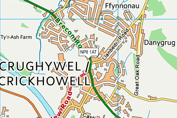 NP8 1AT map - OS VectorMap District (Ordnance Survey)