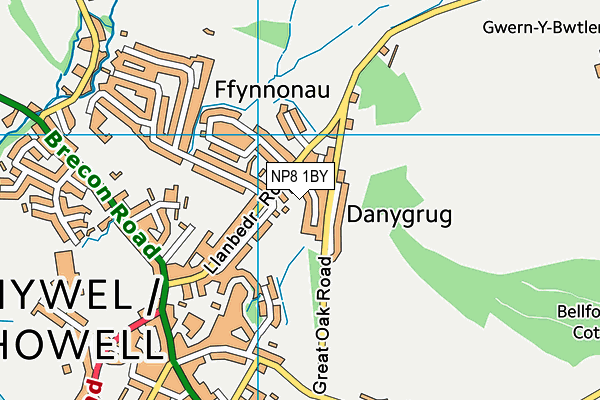 NP8 1BY map - OS VectorMap District (Ordnance Survey)