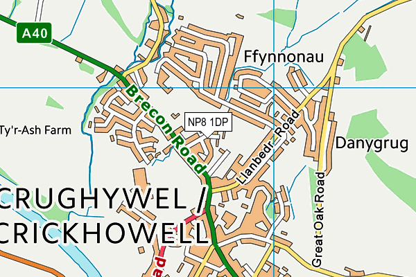 NP8 1DP map - OS VectorMap District (Ordnance Survey)