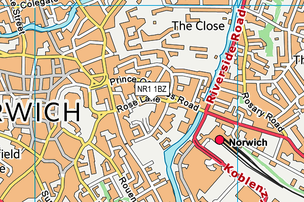 NR1 1BZ map - OS VectorMap District (Ordnance Survey)