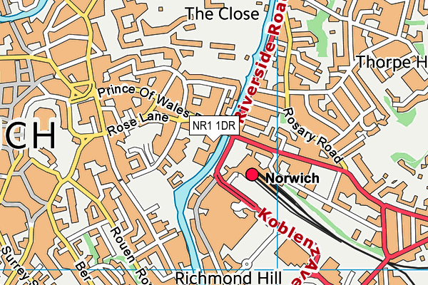 NR1 1DR map - OS VectorMap District (Ordnance Survey)