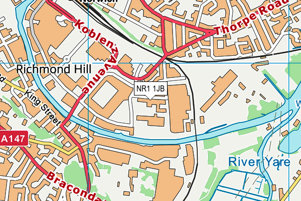 Norwich City Community Sports Foundation map (NR1 1JB) - OS VectorMap District (Ordnance Survey)