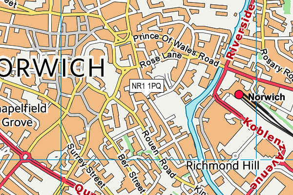 NR1 1PQ map - OS VectorMap District (Ordnance Survey)