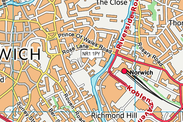 NR1 1PY map - OS VectorMap District (Ordnance Survey)