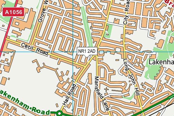 NR1 2AD map - OS VectorMap District (Ordnance Survey)