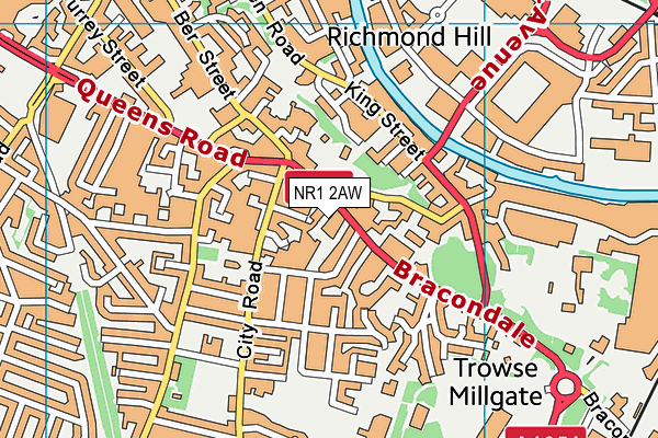 NR1 2AW map - OS VectorMap District (Ordnance Survey)