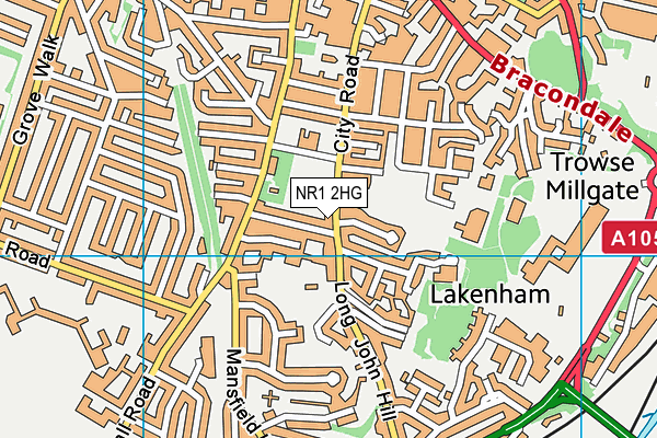 Lakenham Recreation Ground map (NR1 2HG) - OS VectorMap District (Ordnance Survey)