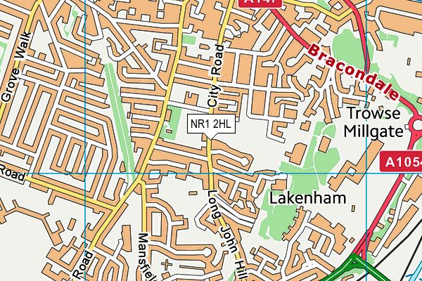Lakenham Primary School map (NR1 2HL) - OS VectorMap District (Ordnance Survey)