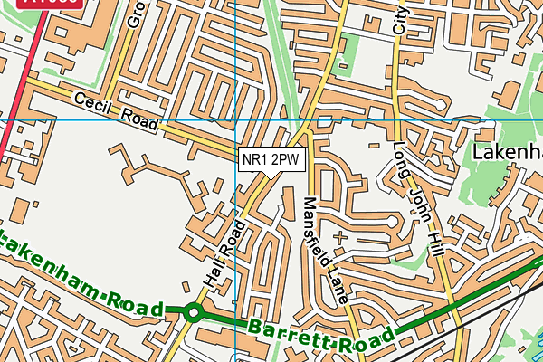 NR1 2PW map - OS VectorMap District (Ordnance Survey)