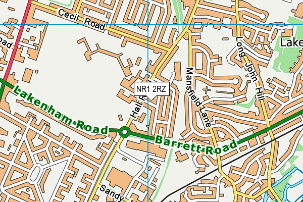 NR1 2RZ map - OS VectorMap District (Ordnance Survey)