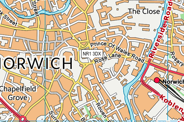 NR1 3DX map - OS VectorMap District (Ordnance Survey)