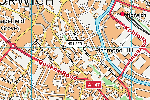 NR1 3ER map - OS VectorMap District (Ordnance Survey)