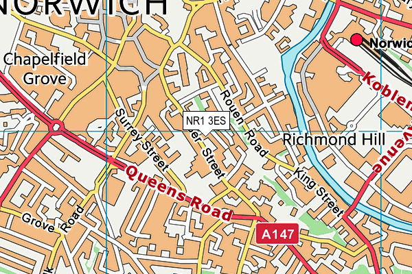 NR1 3ES map - OS VectorMap District (Ordnance Survey)