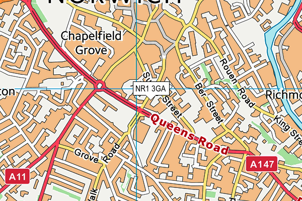 NR1 3GA map - OS VectorMap District (Ordnance Survey)