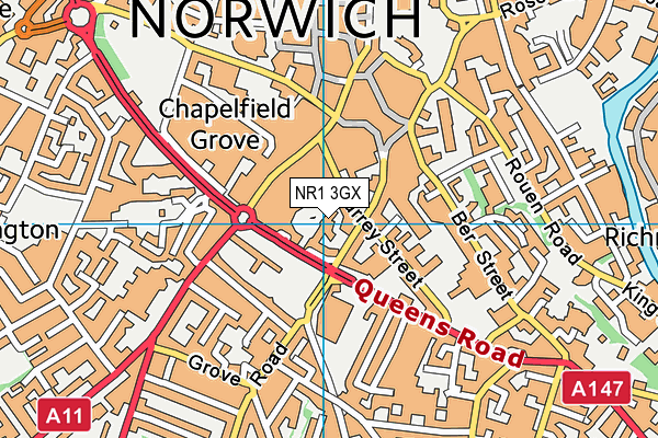 NR1 3GX map - OS VectorMap District (Ordnance Survey)
