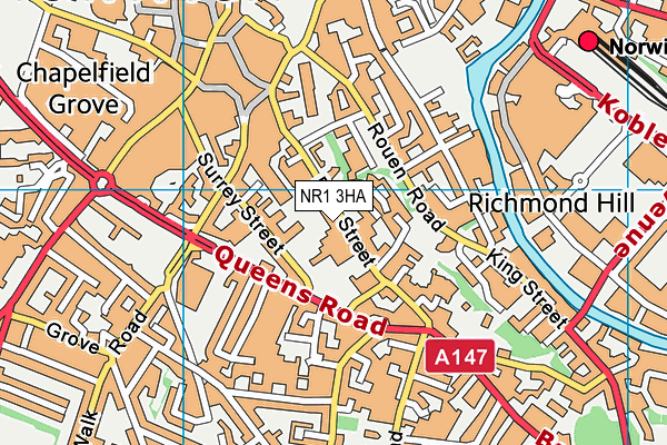 NR1 3HA map - OS VectorMap District (Ordnance Survey)