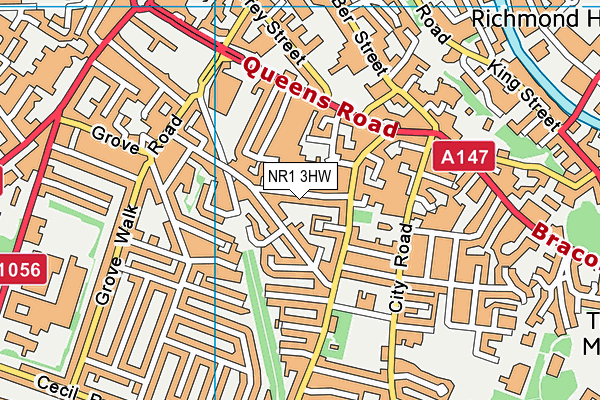 NR1 3HW map - OS VectorMap District (Ordnance Survey)