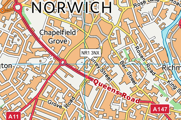 NR1 3NX map - OS VectorMap District (Ordnance Survey)