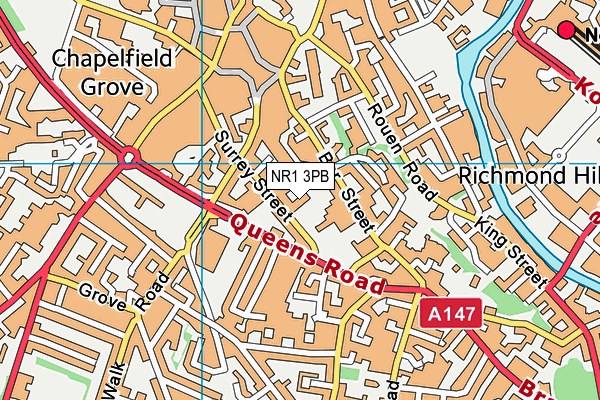Notre Dame High School (Norwich) map (NR1 3PB) - OS VectorMap District (Ordnance Survey)