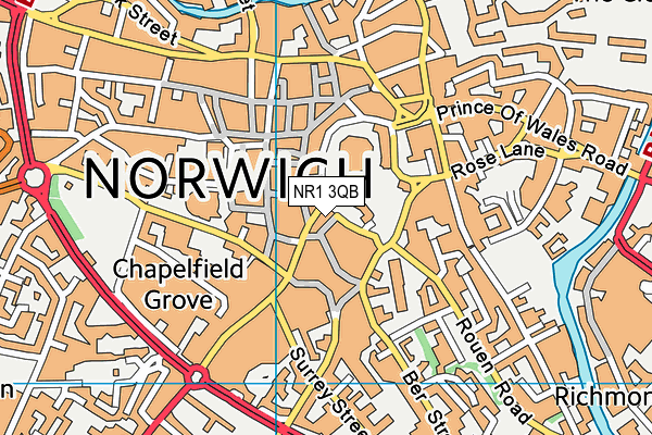 NR1 3QB map - OS VectorMap District (Ordnance Survey)