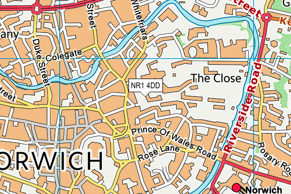 Norwich School map (NR1 4DD) - OS VectorMap District (Ordnance Survey)